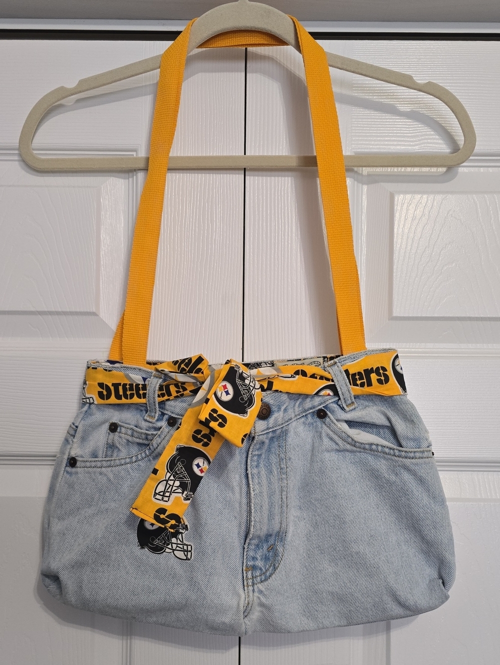 Steelers Football-Themed Denim Bottom Handmade Purse